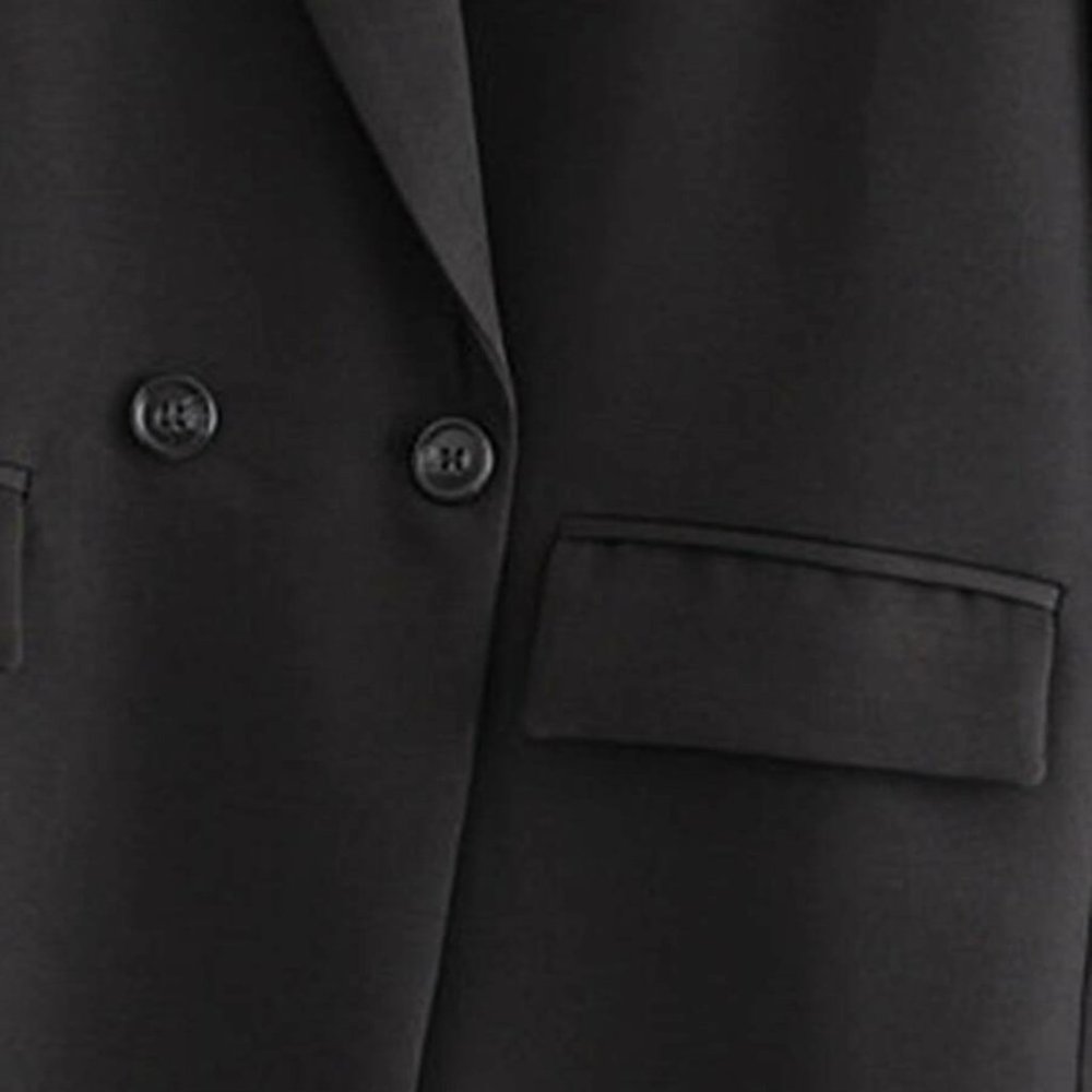 Double Breasted Lapel Neck Blazer black - Picture 15 of 16